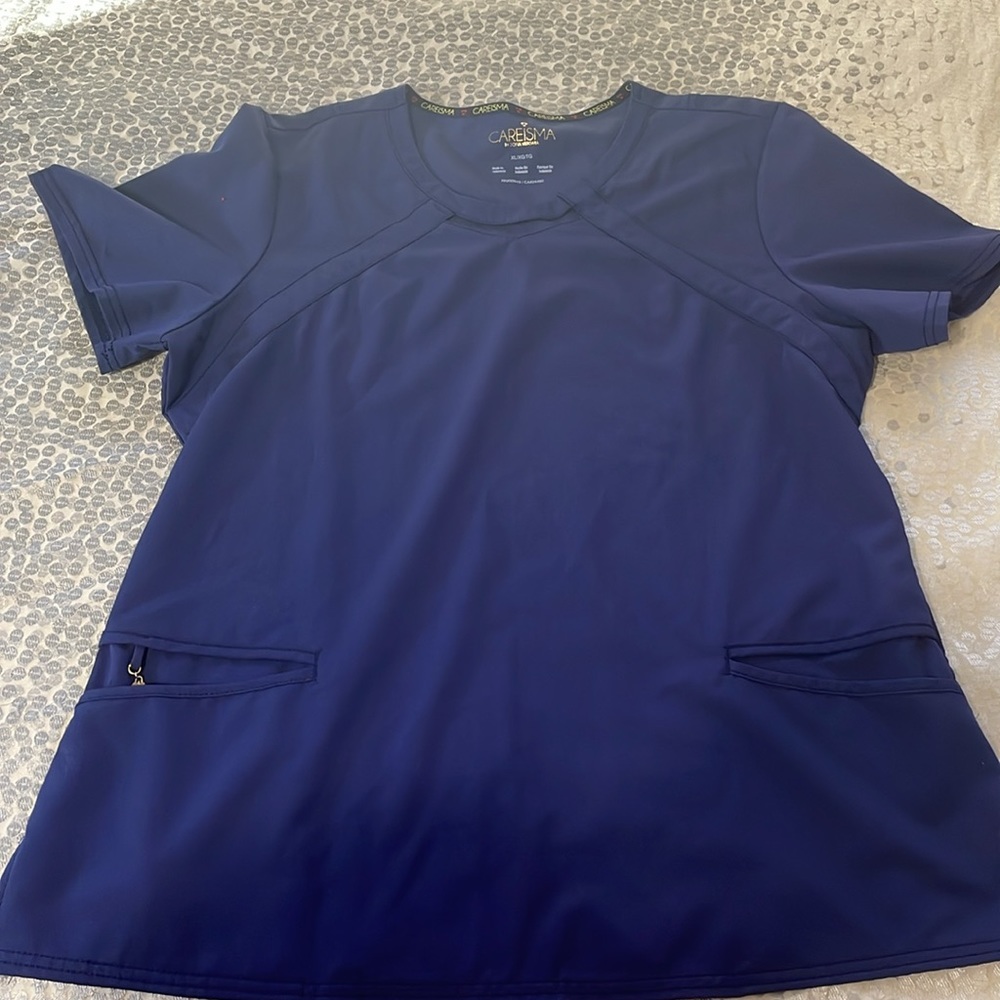 XL navy scrub top